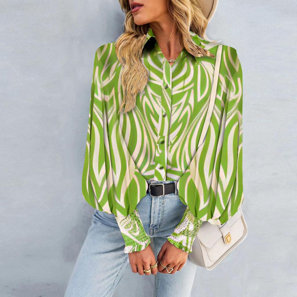 Spring and Autumn Women's New Fashion Printed Versatile Casual Long Sleeve Shirt