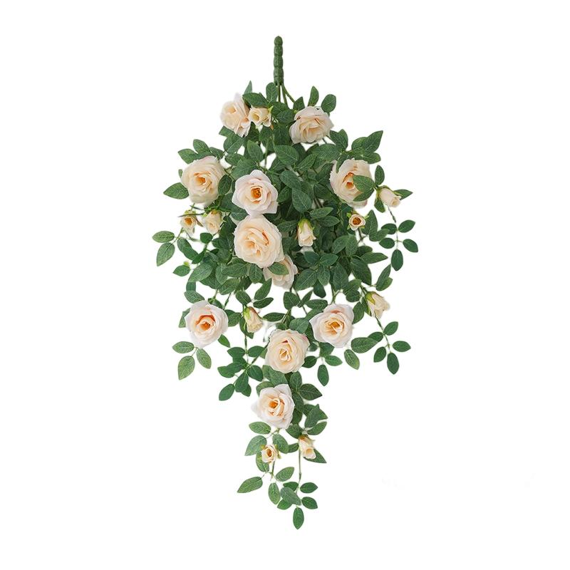 Artificial Flower Faux Rose Vine Realistic Floral Design 11 Large Flowers 10 Small Flowers Elegant Cascade Effect