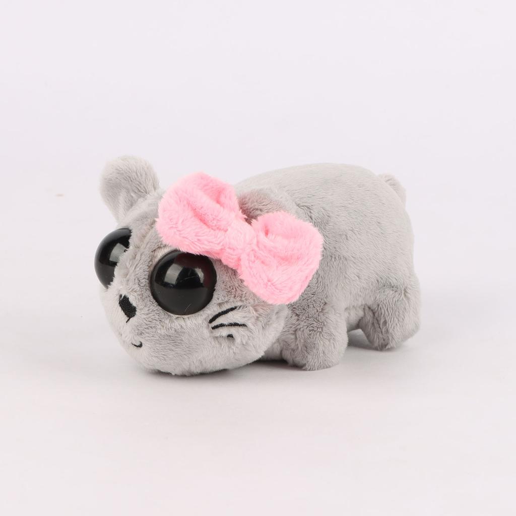 15cm Grey Big Eyed Hamster Plush Toys Bow Hamster Plush Doll Soft Stuffed Animal Toy Cute Plushies Kids Birthday Halloween Gifts
