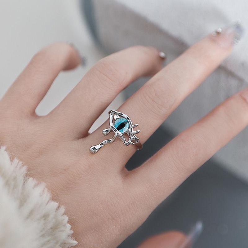 Fajny Modny Pierścionek Otwarty Kocie Oko Diabelskie Oko Damski Design Pierścionek Zimny Wiatr Nisza Moda Osobowość