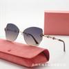 Elegant Fox Head, Glasses Legs, Fashion Sunglasses, Women'S Frameless Sunglasses Uv400 Cat Eye