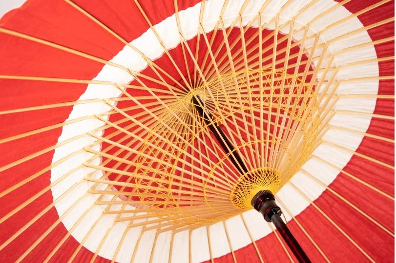 Yamamoto Bamboo Crafts Japanese Janome Rain (YAMAMOTOTAKIZAYIKUYA) Umbrella, Bangasa, Umbrella, Umbrella, Two-Stage, Two-Step (Janome Pattern, Red)