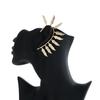 Fashion Metal Feather Ear Cuff Earrings for Women Exaggerated C-Shaped Ear Hook Without Ear Hole Clip On Earrings Decor Jewelry