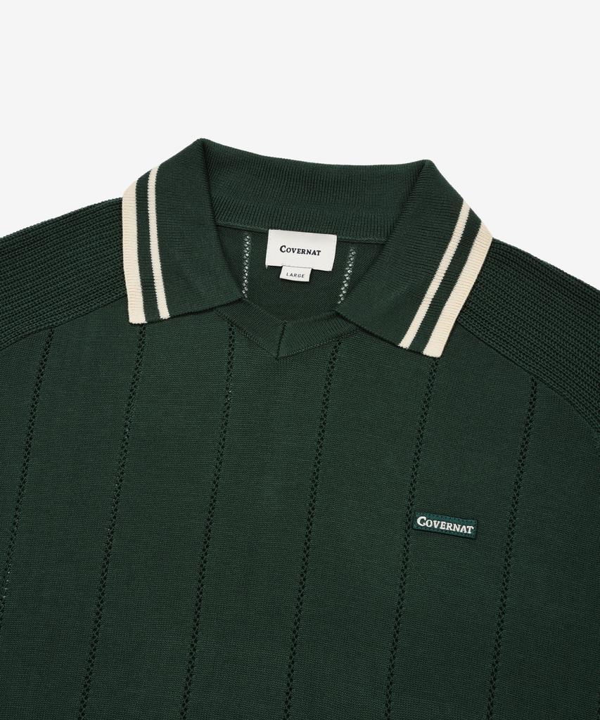 COVERNAT Skipper Collar Half Knit Green