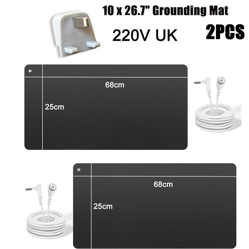 2 Pack Grounding Mat 10x26.7" Grounded Foot Pad with 2 Grounding Cords Sleep Comfort Balance Universal Use
