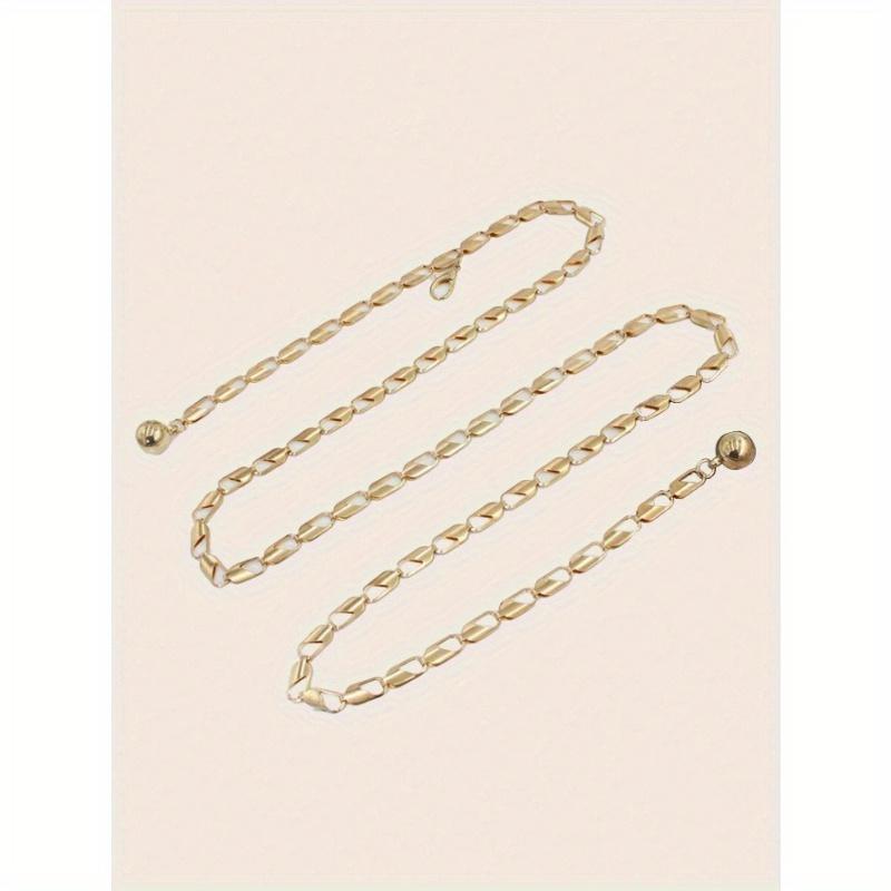 1pc Stylish Zinc Alloy Chain Waist Belt, Gold/Silver Color, Versatile Metal Waist Chain To Match Dress, Skirt, Pants, Suitable For Valentine's Day