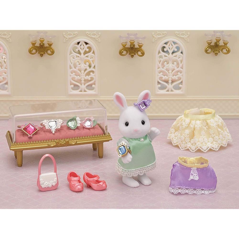 EPOCH Sylvanian Families Town Fashion Coordination Set Glitter Jewelry Collection PVC Toy