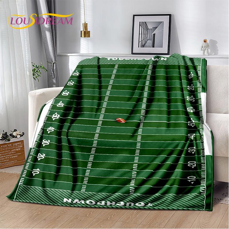 2025 Rugbyfeld Rugby American Football Cartoon Weiche Decke, Weiche Überwurfdecke für Zuhause Schlafzimmer Bett Sofa Reiseabdeckung Kind