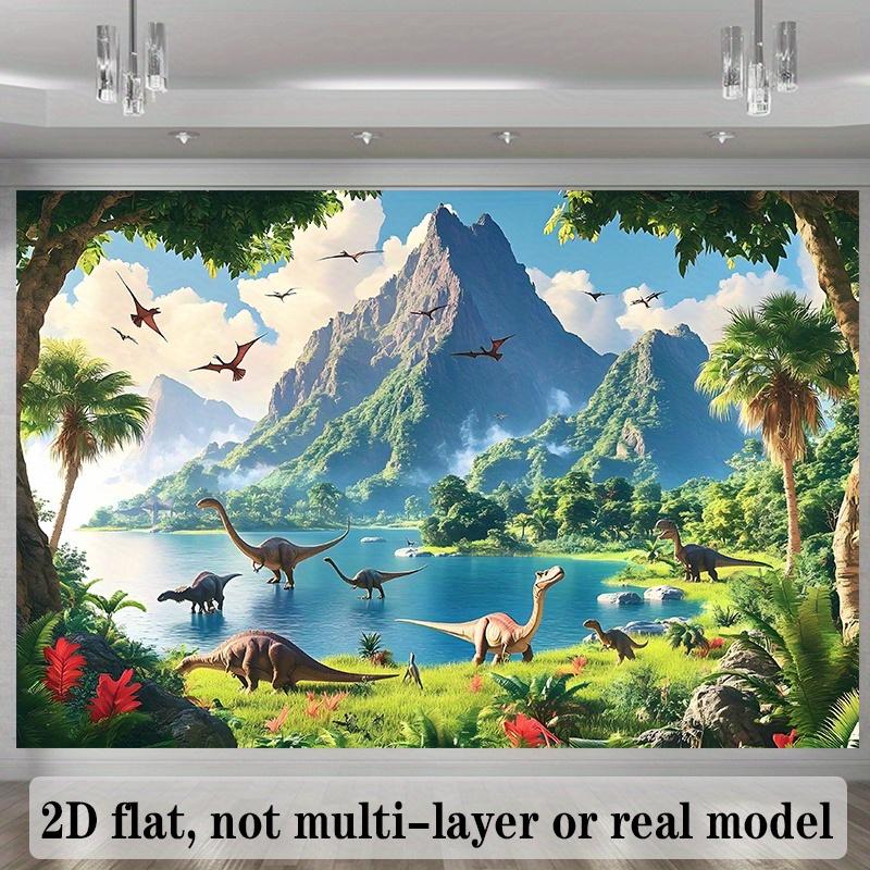 2D flat banner 1PC Prehistoric Dinosaur Party Banner - 2D flat vibrant dinosaur-themed background backdrop 47.2x31.5inch/120*80cm