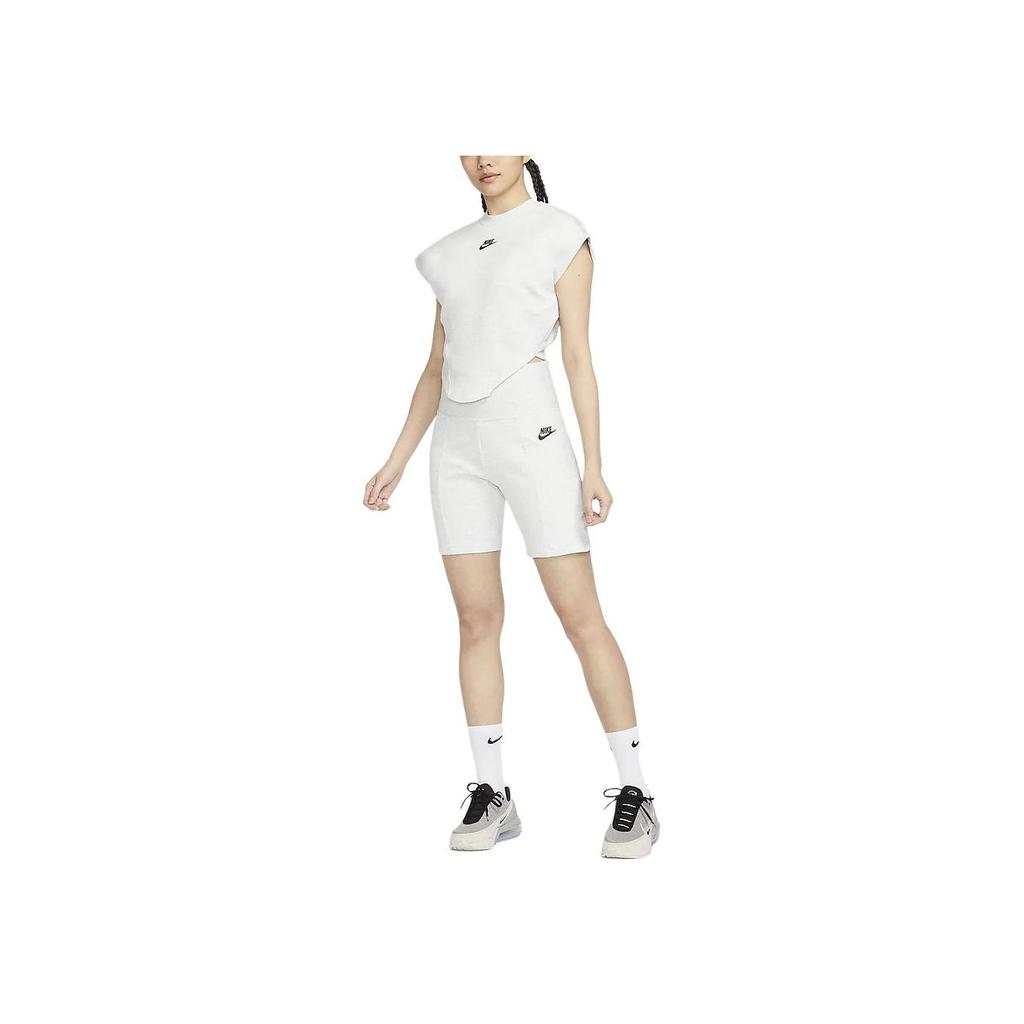 Nike Sportswear Tech Fleece Logo Print Slim High-Waisted Cycling Pants Women bottoms White FN2521-013