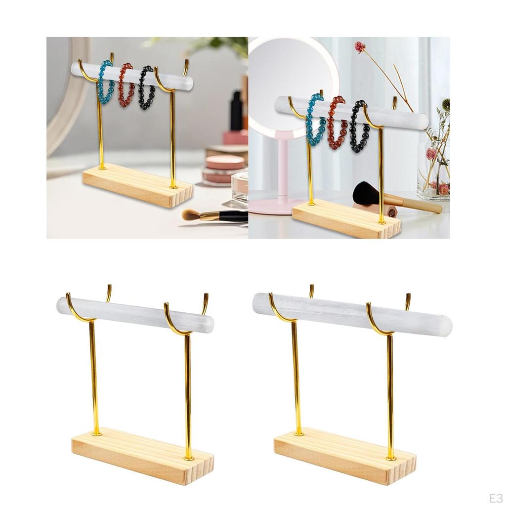 Bracelet Display Stand, Storage Organizer with Wooden Base, Jewelry for Hair Ties And