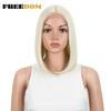 FREEDOM Synthetic Lace Wigs Straight Short Bob Ombre Blonde Blue Lace Wig Middle Part Lace Wigs For Black Women Cosplay Wigs