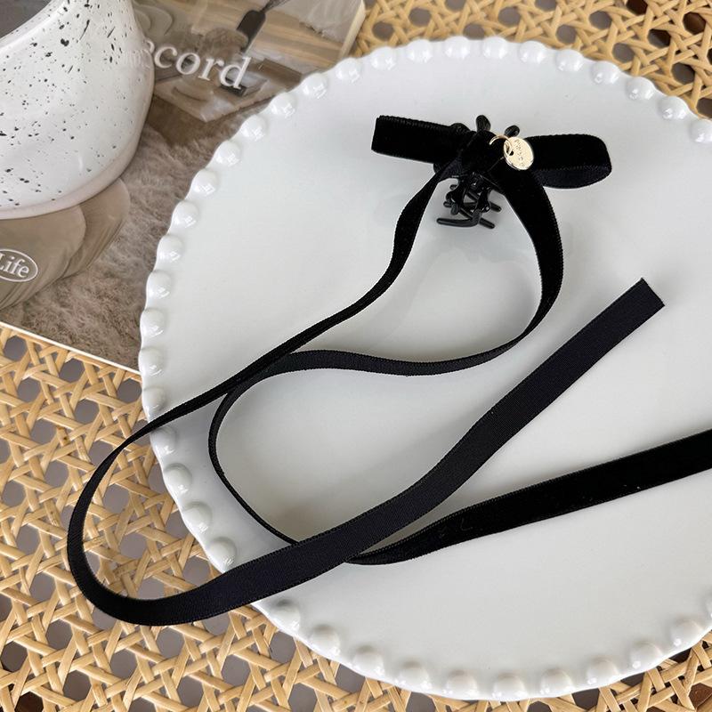 

Головний убір з оксамитовим бантом у балетному стилі Довга заколка для волосся з стриптизом Жіноча краватка з подвійним хвостиком Стрічка для волосся Заколка для волосся Головний убір чорний