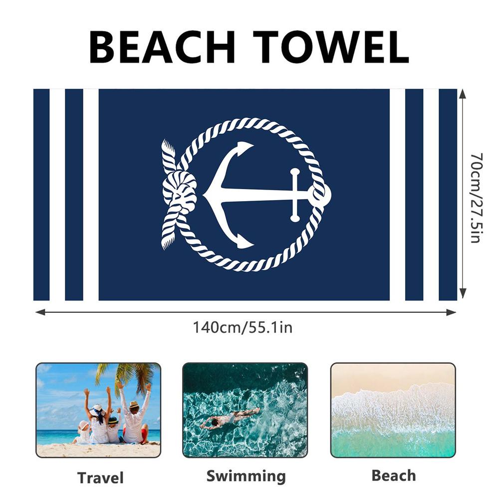 Custom Name Anchor Bath Towel Boat Decorative Towel White Beach Towel Customized Microfiber Large Towel Hot Sale Bath Towels