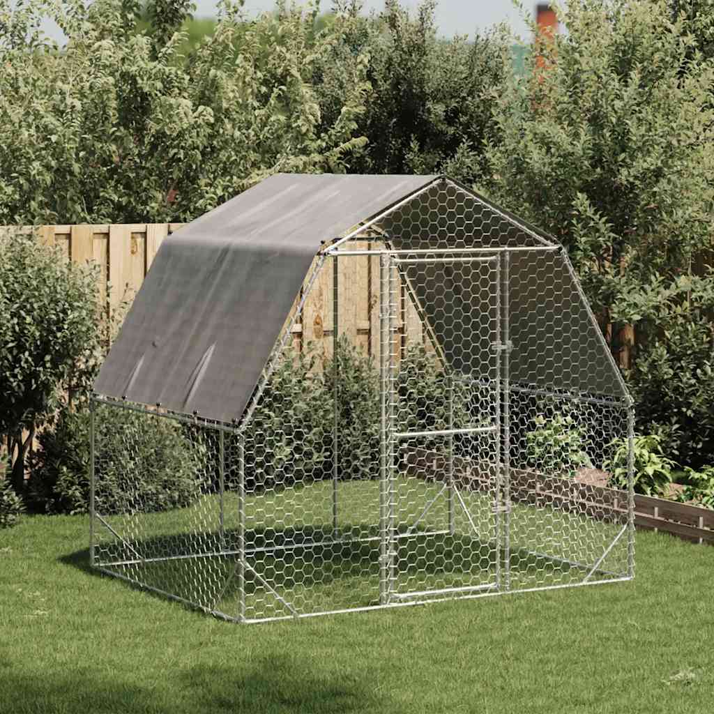 Chicken Coop with Roof 2.5 x 2 x 2.25 m Galvanized Steel