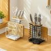 Metal Cutting Board Organizer Black/White Cutlery Box Multifunctional Pot Cover Stand  for Kitchen