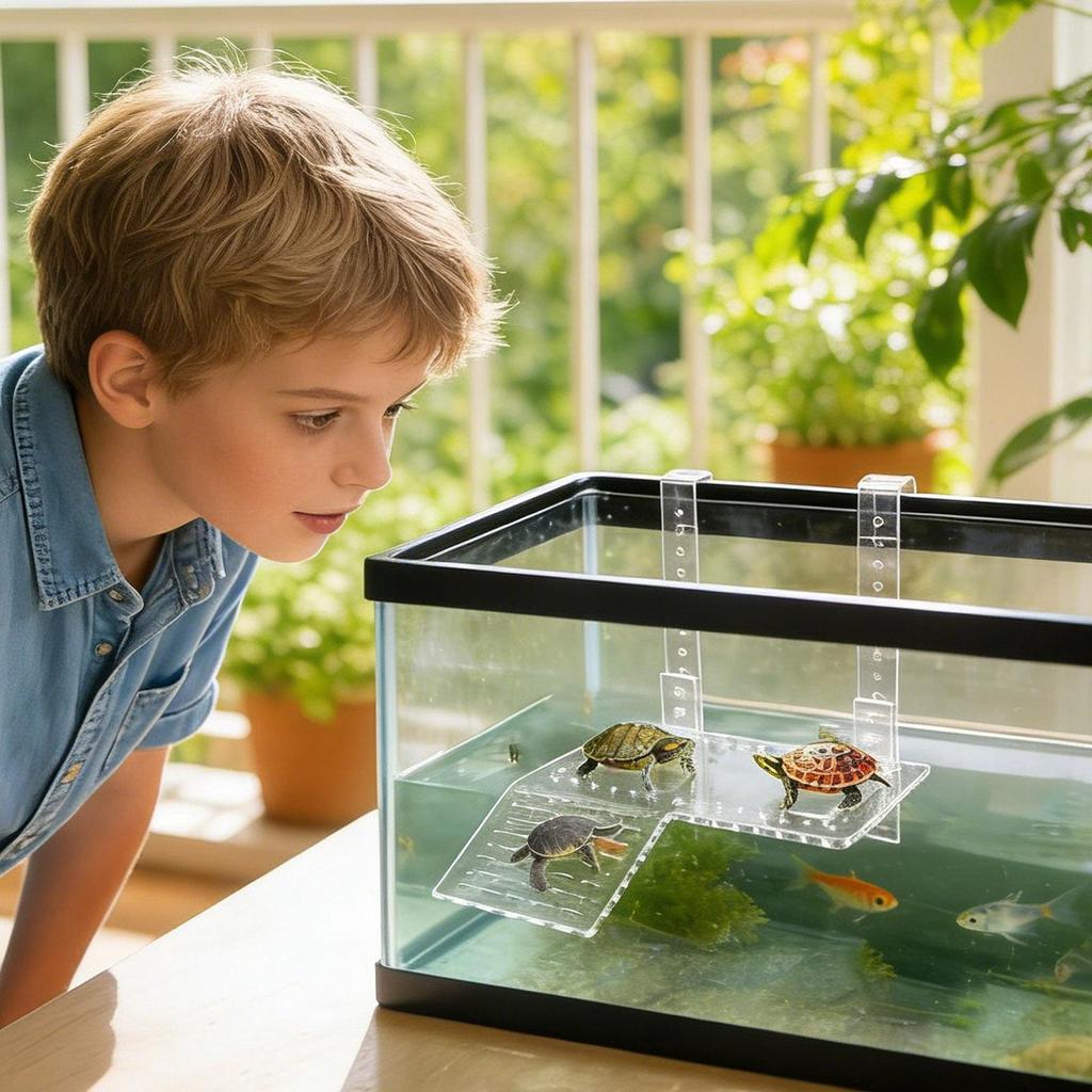 New Hanging Turtle Basking Transparent Perforated Climbing With Wide Hook For Small & Medium Turtle