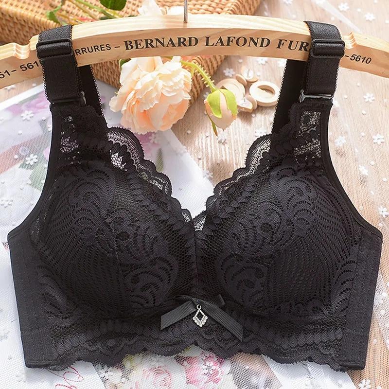 

Нижнее белье женское, без стального кольца, бюстгальтер, верхняя поддержка, антипровисающая грудь, сексуальная чашка 42/95B чёрный