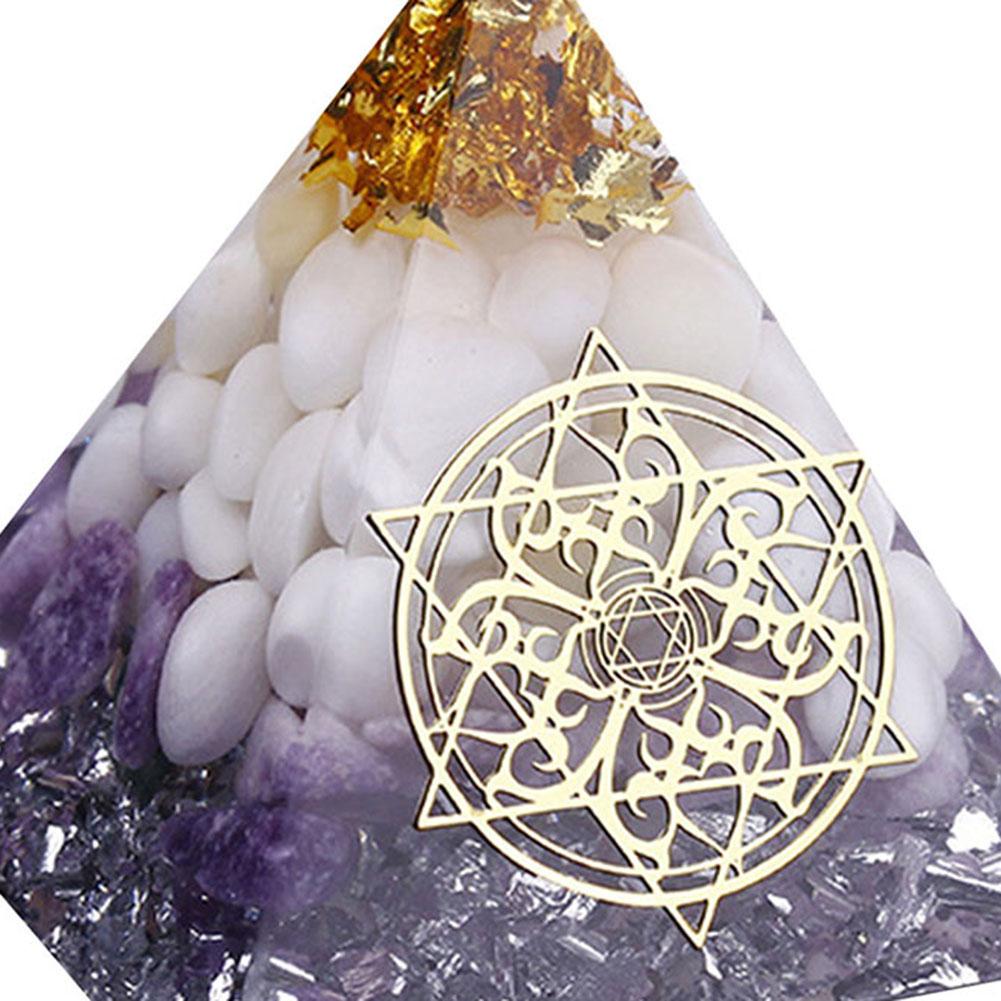 Natural Stone Crystal Orgonite Pyramid Reiki Chakra Healing Gemstone Tower Bedroom School Office Decorations Gifts