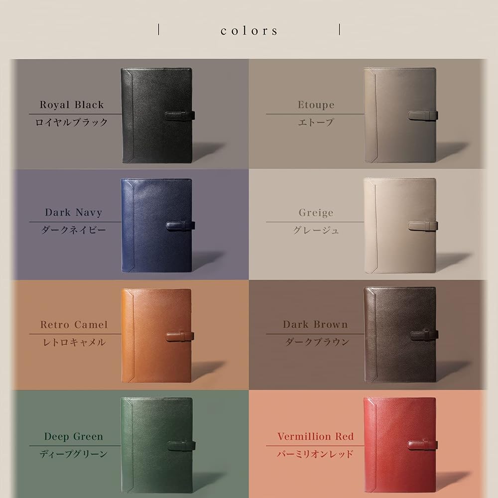BLUE SINCERE System Planner, A5 Size, Genuine Leather, 6-Ring Binder, Cowhide Leather, Vegetable
