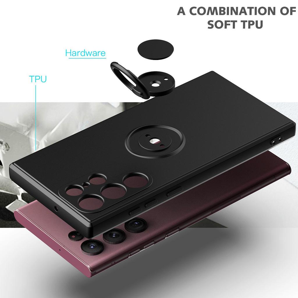 Suitable for Samsung S25 Ultra Mobile Phone Case S23fe Full-inclusive Liquid Silicone S24plus Ring Holder Note20