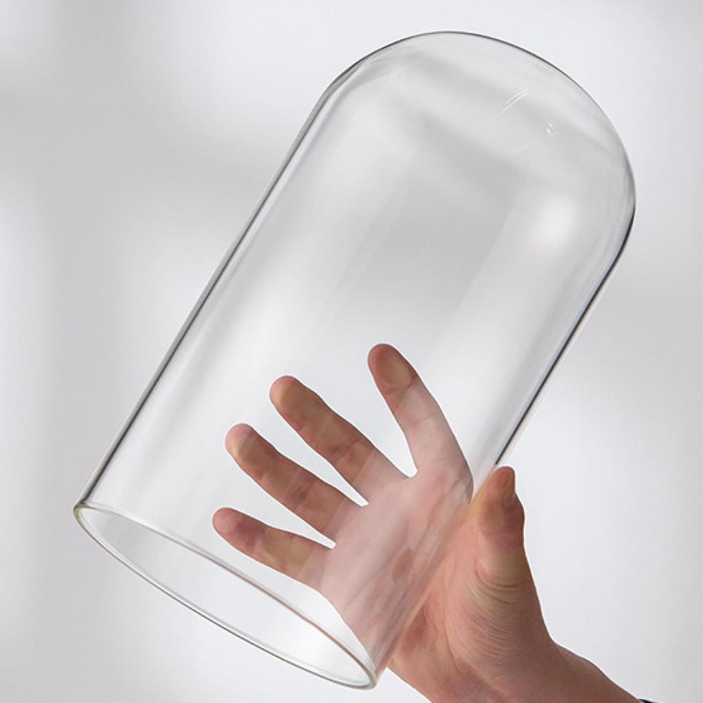 Glass Dome Diameter 7", Decorative Glass Cloche Bell Jar Display Dome, Dust Proof Glass Display Dome with Solid Wood Base Office Home Desktop