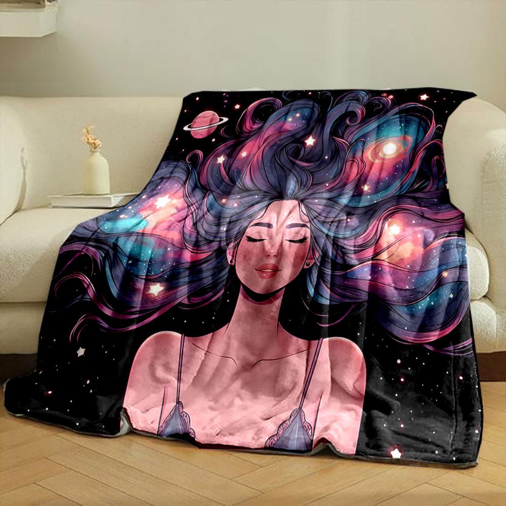 Galaxy Dreaming Girl Blanket print blanket soft and cozy perfect for the living room bed sofa or a nap,gift