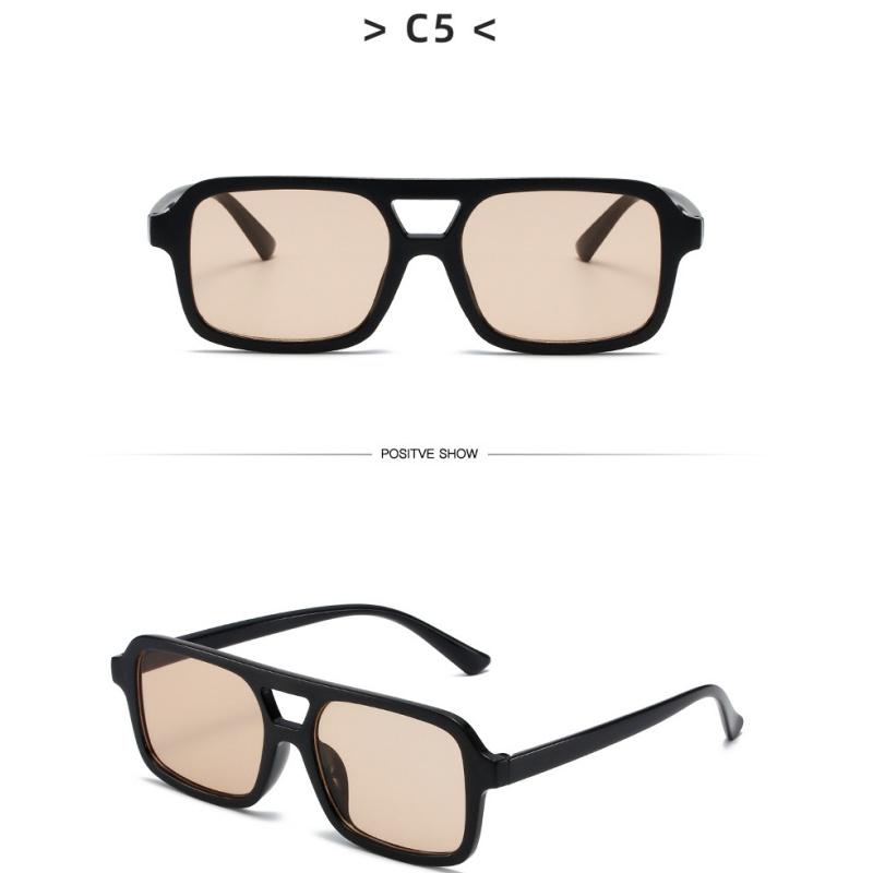 Women's sunglasses, men's and women's fashion square large-frame double-beam sunglasses