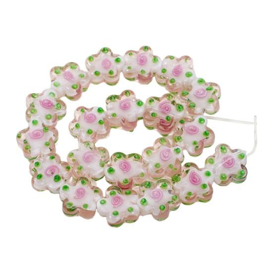 20 шт. Цветочные стеклянные бусины для изготовления бижутерии Ручная работа Браслеты для DIY Ожерелья Серьги Аксессуары Разноцветные розовый