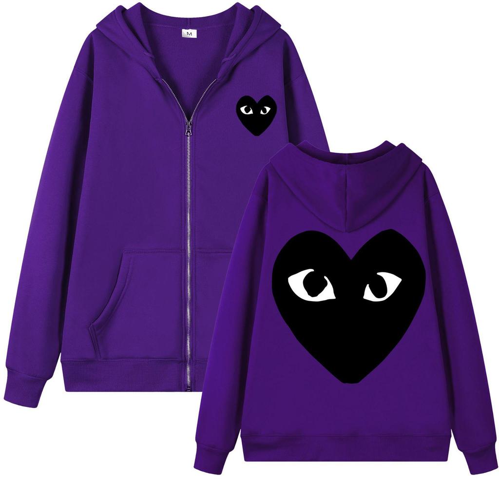 Hanorac de Iarnă din Catifea pentru Bărbați cu Imprimeu Inimă și Fermoar - Hanorac Trendy și Versatil