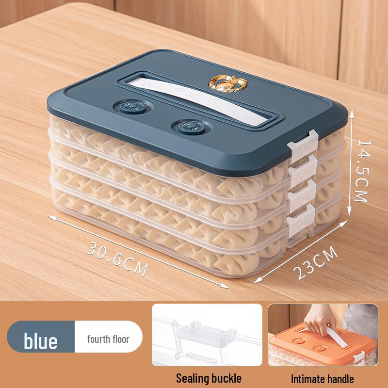 Large Capacity Multi-layer Handheld Transparent Plastic Food Storage Box for Dumplings