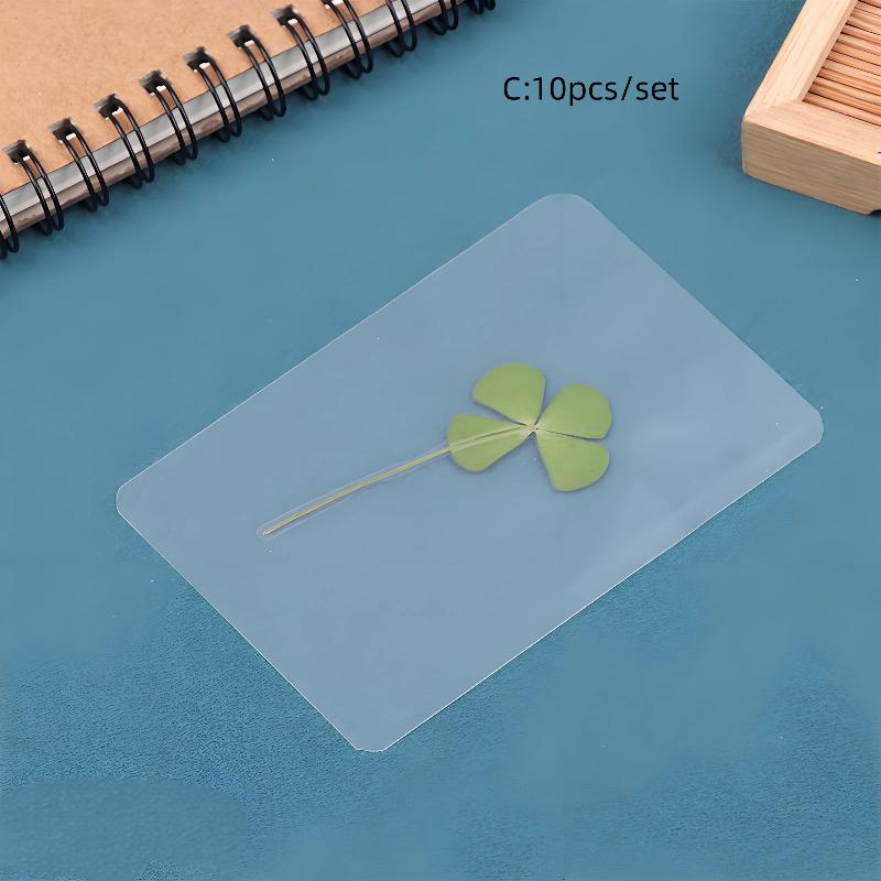 1/5/10Pcs Lucky Clover Postcards Natural Grass Transparent Wishing Cards For Bookmarks