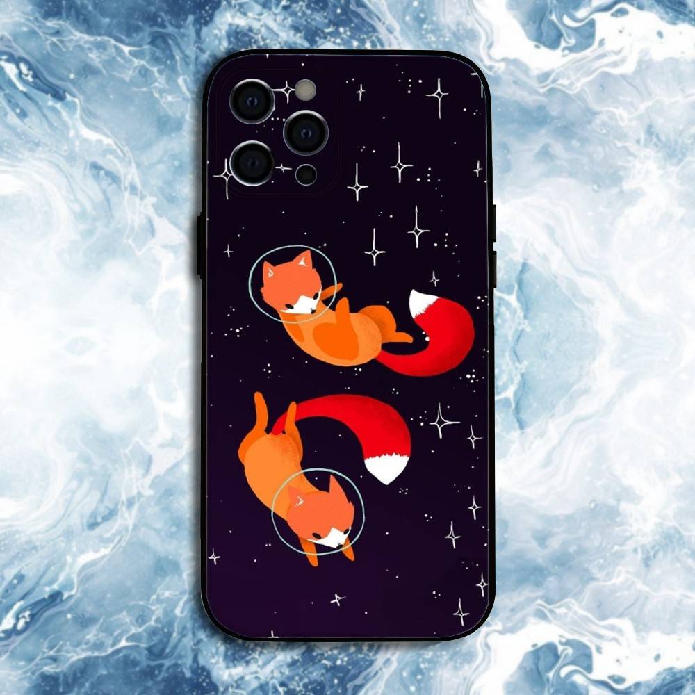 Cute Animal Fox Phone Case For iPhone17,16,15,14,13,12,11 Plus,Pro Max, Soft Silicone Black Cover