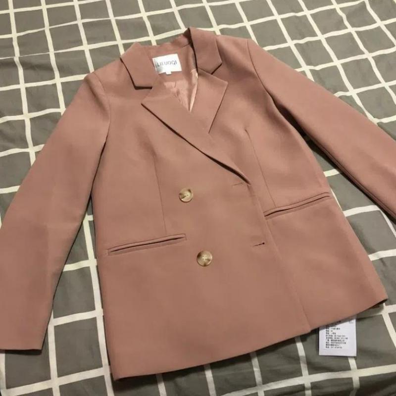 Autumn Korean Loosee Women Pink Suit Coat And Jackets British Style Lady Office Clothes