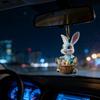 Easter Bunny Ornament 2D Flat Acrylic Bunny Car Rearview Mirror Charm Cartoon Bunny Egg Hanging Pendant for Home Car Window Backpack Holiday Decor
