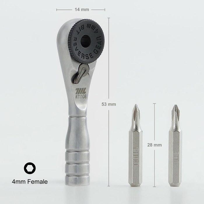 711L Micro Ratchet Wrench - Precision Screwdriver & Ratchet Wrench for Precision Engineering & Delicate Device Repair (Plain Handle) Silver