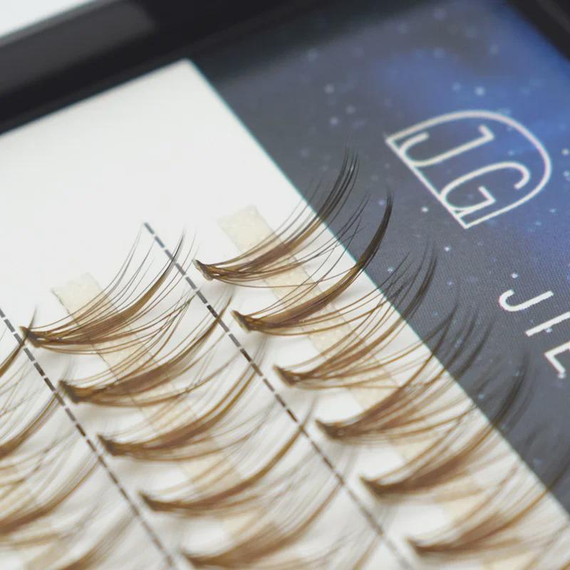 Duomao Coffee Caramel False Eyelashes, Natural Curl, Soft Segmented, 20 Pieces