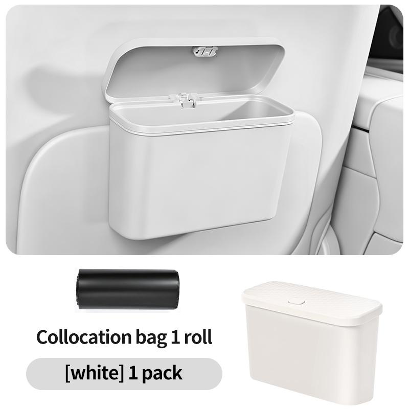 New Multifunctional Car Trash Can with Lid Button Hanging Storage Bin for Wet and Dry Use Car Interior Accessories Organizer Box