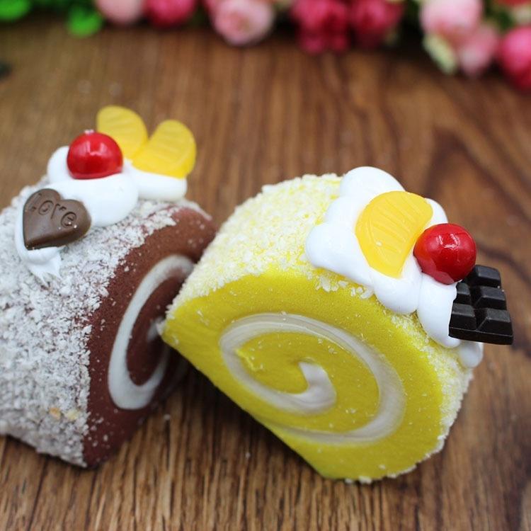 1pcs PU Simulation Cream Swiss Roll Dessert Fruit Cake Artificial Lifelike Fake Small Model
