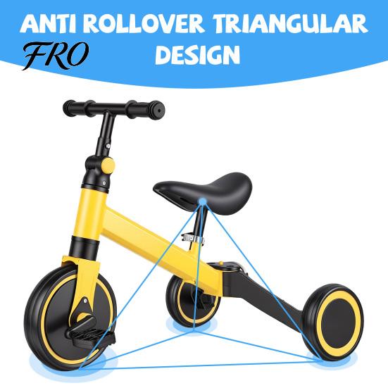 Kids Trike Balance Bike, Toddler Tricycle with Push Handle for 1-3 Year Old, 2 In 1 Kid Bike Birthday Gift and Toy Boys Girls, Adjustable Handlebars