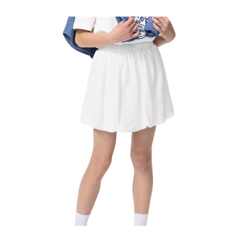 Uniqlo 486220 Girls Jersey Mini Skirt Seersucker WHITE LIGHT BLUE Kids Japan