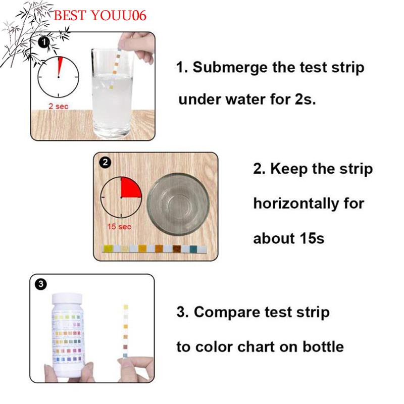 Hot 50 Pcs/Bottle 6 In 1 Multipurpose Chlorine PH Test Strips SPA Swimming Pool Water Tester Paper