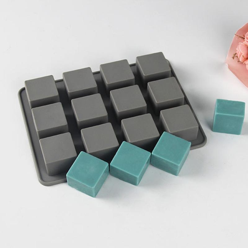 Silicone Fondant Molds Square Cube Shape Handmade DIY Soap Resin Crafts Cake Decorating Tools for Kitchen Durable Baking