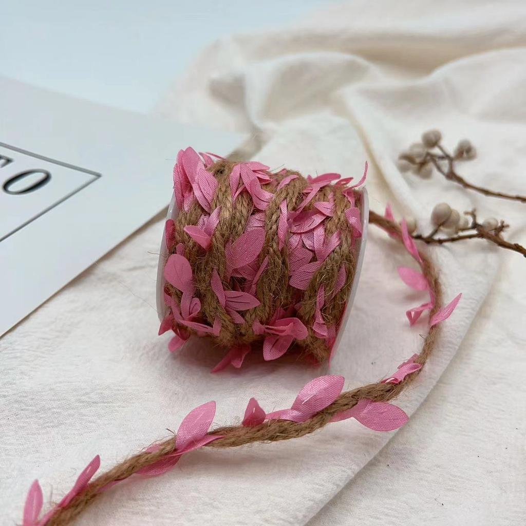 Simulation Leaf Hemp Rope Color Woven Rope Handmade Wedding Packaging Diy Rattan Decorative Green Leaf Hemp Rope 10 Meters