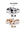 Cartoon Cow Furry Slippers with Thickened Heel, Warm Non-Slip Indoor Winter Clogs