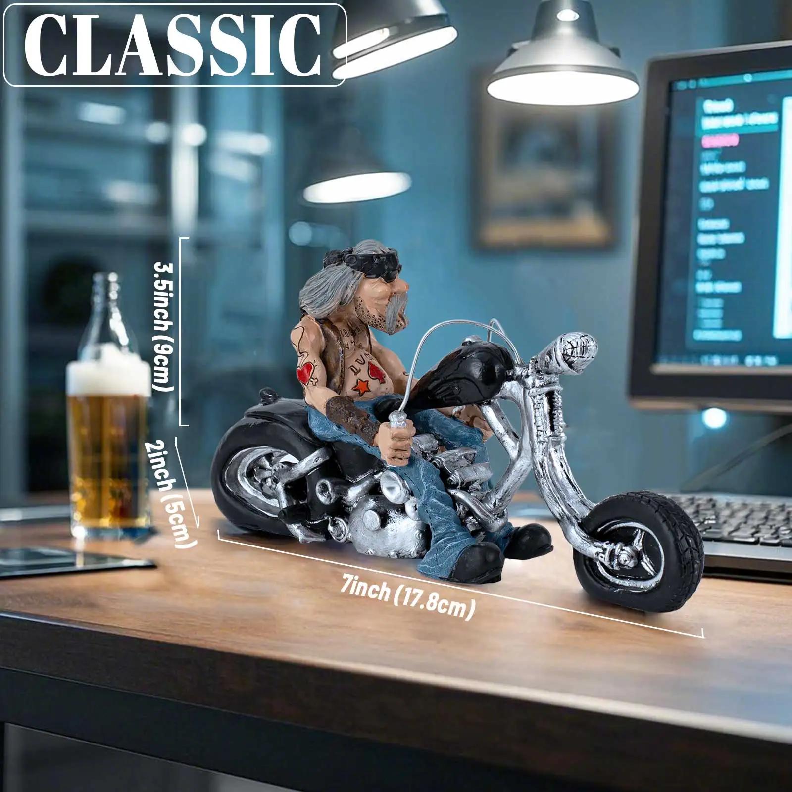 

Funny Biker Resin Figurine, Retro Motorcycle Rider Statue, Man Cave Shelf Ornament, Home Office Desktop Table Decor Gift