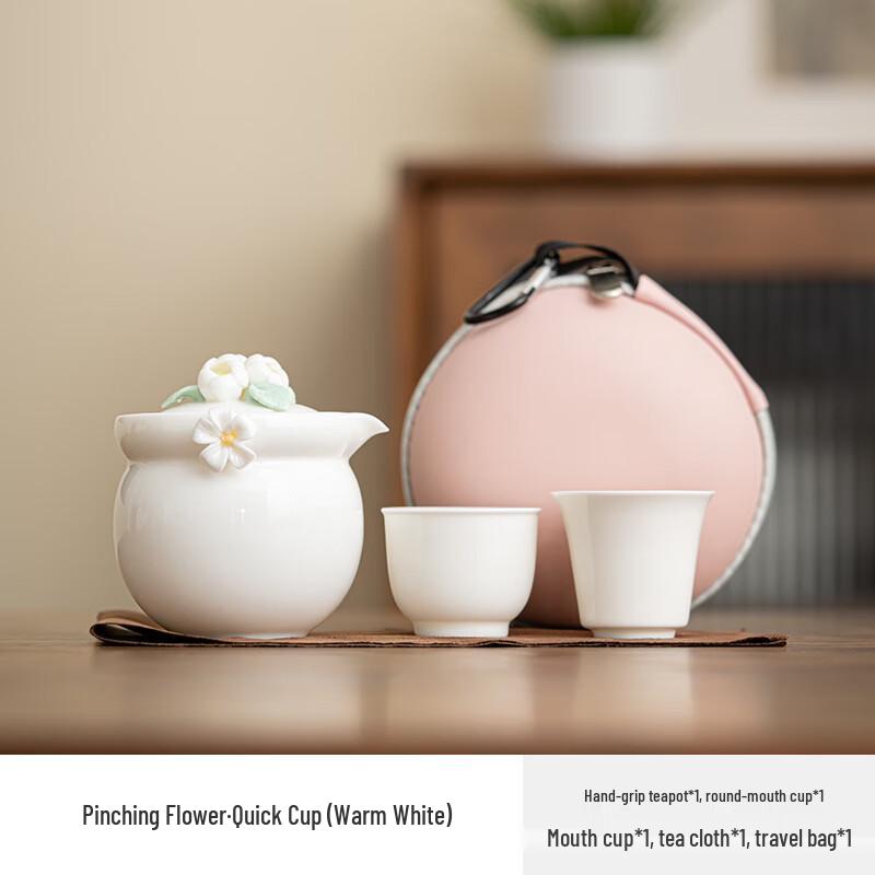 Handmade Ceramic Travel Tea Set with Storage Bag