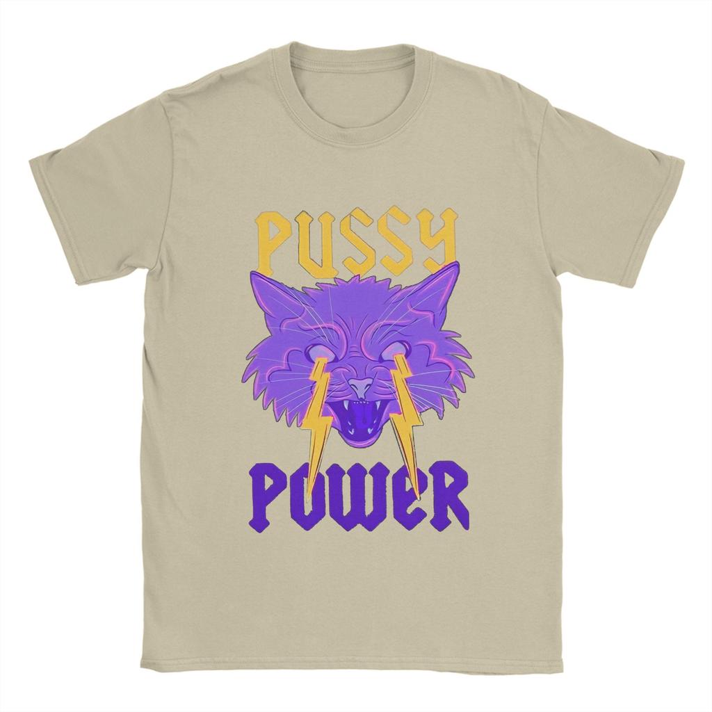 Casual T-Shirt Beach Pussy Power  Trendy Cool T-Shirts  Funny Cotton Tee Shirt for Men Aesthetic Printed Short Sleeve Top Tees