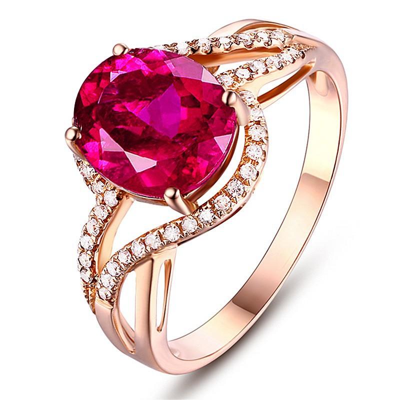 Elegant and Minimalist Socialite 2-carat Tourmaline Red Ring with Multiple Luxurious Diamond Studded Rings 2026