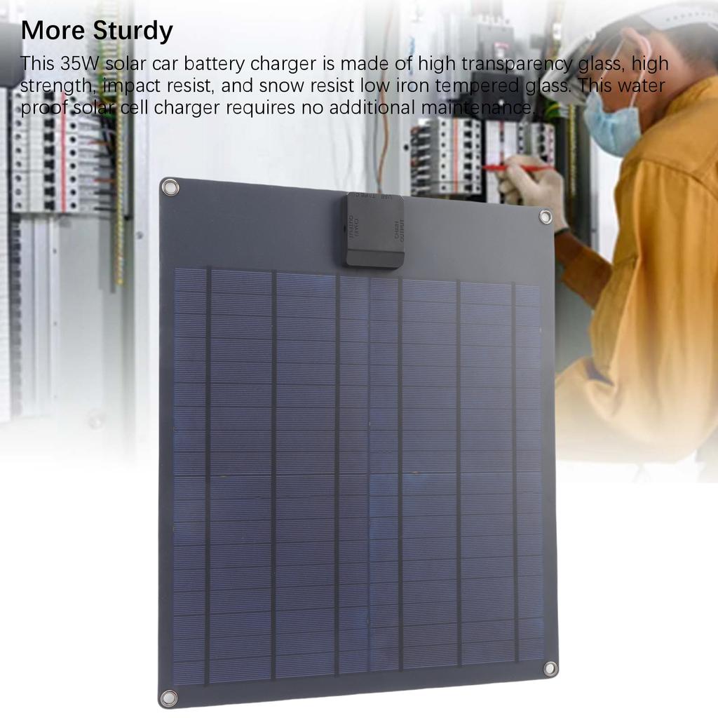 35W Car Battery Solar Charger Portable Water Proof Solar Panel Kit with Battery Controller for RVs Tractors Lawn Mowers